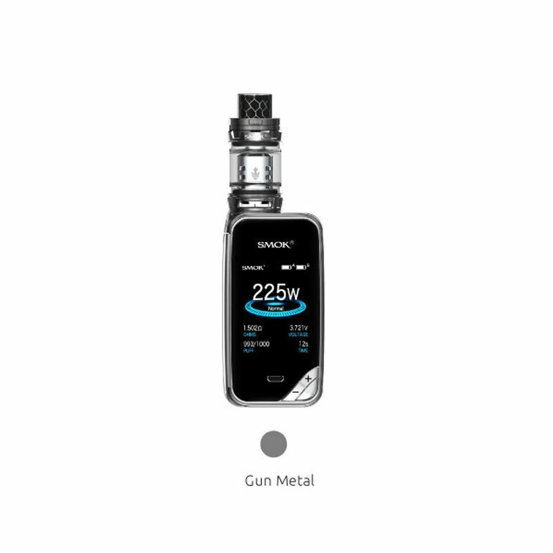 Smok X Priv kit 225W with TFV12 Prince tank in Prism Gunmetal, combining high power and stylish design for advanced vaping.