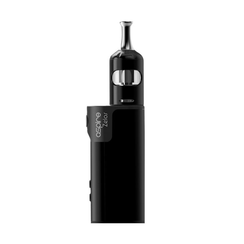 Aspire Zelos 2.0 vape kit in Black with 50W output, 2500mAh battery, and Nautilus 2S 2ml tank for versatile vaping performance.