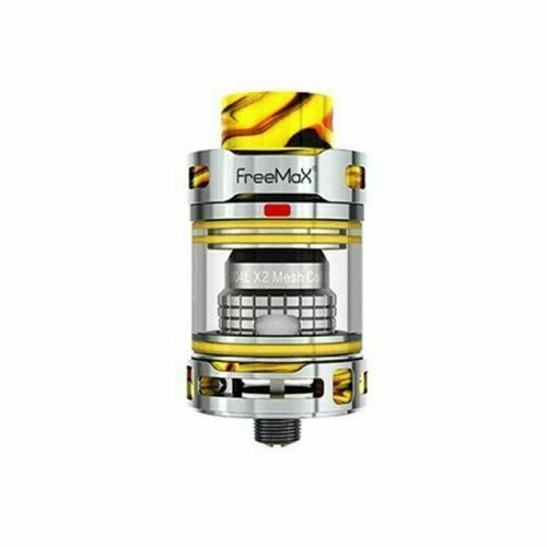 FreeMax Fireluke 3 sub-ohm vape tank in Yellow, featuring 2ml e-liquid capacity, durable construction, includes free replacement glass, and TPD compliant for enhanced vaping experience.