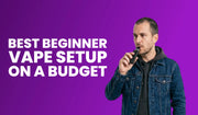 Budget vape starter kit guide banner with affordable devices, pods, and e-liquids for beginners.