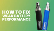 Vape battery troubleshooting guide banner with tips on fixing weak performance and extending device life.