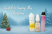 Christmas-themed vaping banner showcasing e-liquids and vape devices with the message ‘Switch to Vaping This Christmas.’