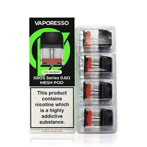 Vaporesso XROS 0.6Ω replacement pods with Flavor Boost technology, offering bold flavor and smooth vapor production, compatible with the Vaporesso XROS series for an enhanced vaping experience.