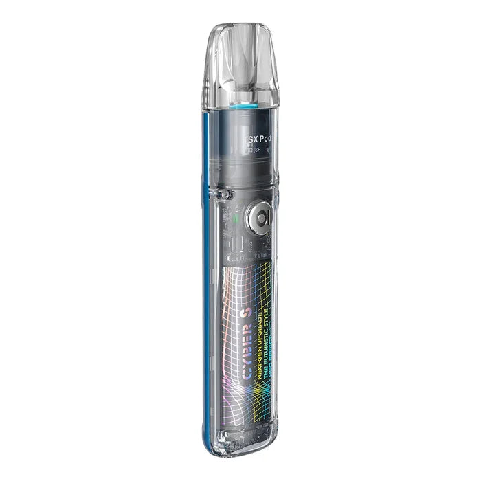 Aspire Cyber S Pod Kit in Royal Blue – futuristic and compact pod system, dual firing modes (auto and button), 700mAh battery, and mesh coil pods for rich flavor and a smooth MTL experience.