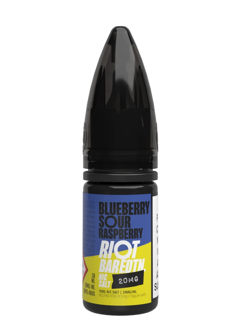 10× Riot Squad Bar Edition Nic Salt E‑Liquids in Blueberry Sour Raspberry – a pack of ten 10 ml bottles featuring a formulated with smooth nicotine salt and a 40/60 PG/VG base for a richer vapor experience.