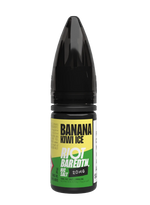 Load image into Gallery viewer, 10× Riot Squad Bar Edition Nic Salt E‑Liquids in Banana Kiwi Ice – a pack of ten 10 ml bottles featuring a formulated with smooth nicotine salt and a 40/60 PG/VG base for a richer vapor experience.

