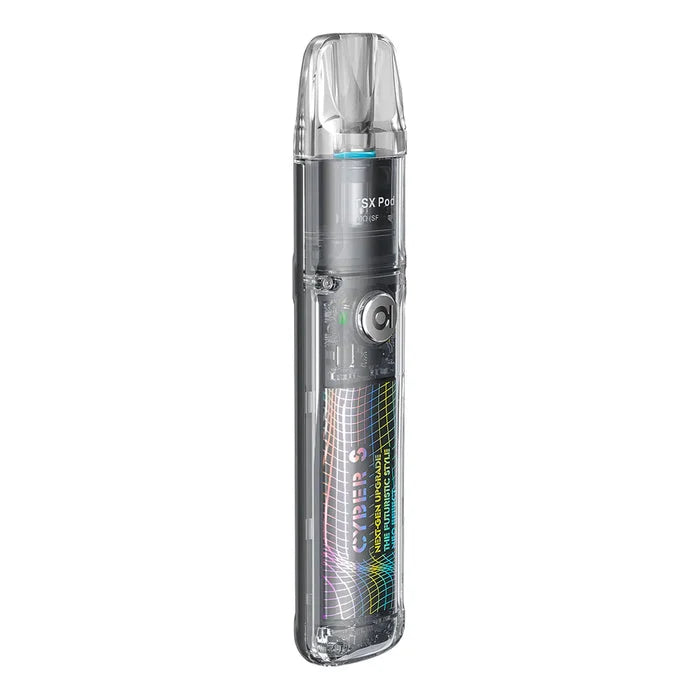 Aspire Cyber S Pod Kit in Black – futuristic and compact pod system, dual firing modes (auto and button), 700mAh battery, and mesh coil pods for rich flavor and a smooth MTL experience.
