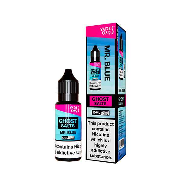 Ghost Nic Salt 10 ml E‑Liquid in Mr Blue – sleek 10 ml bottle featuring a smooth nicotine salts in a 50/50 base, ideal for pod systems.