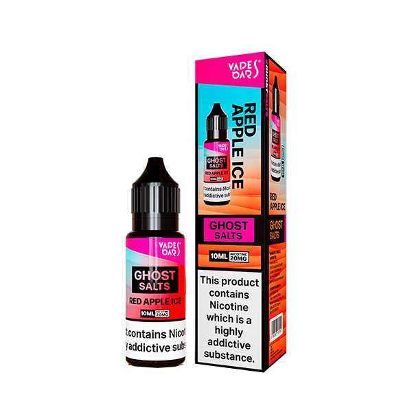 Ghost Nic Salt 10 ml E‑Liquid in Red Apple Ice – sleek 10 ml bottle featuring a smooth nicotine salts in a 50/50 base, ideal for pod systems.