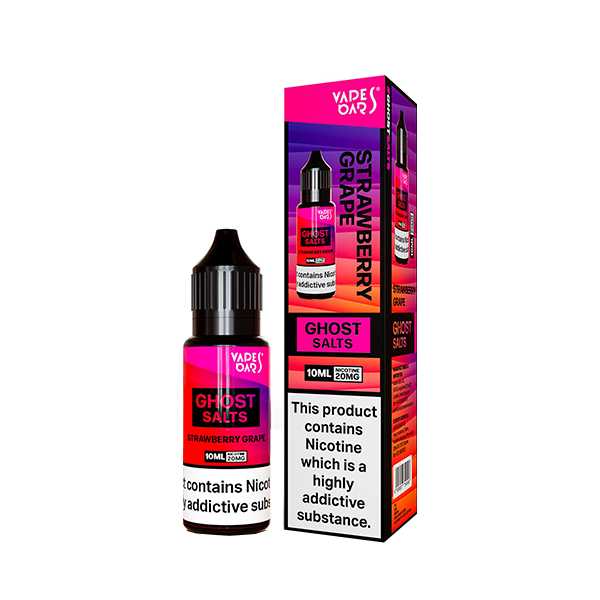 Ghost Nic Salt 10 ml E‑Liquid in Strawberry Grape – sleek 10 ml bottle featuring a smooth nicotine salts in a 50/50 base, ideal for pod systems.