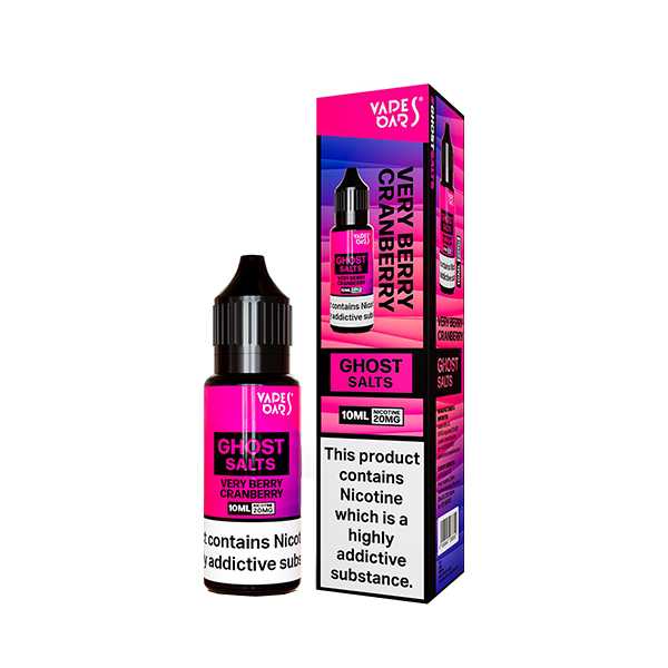 Ghost Nic Salt 10 ml E‑Liquid in Very Berry Cranberry – sleek 10 ml bottle featuring a smooth nicotine salts in a 50/50 base, ideal for pod systems.