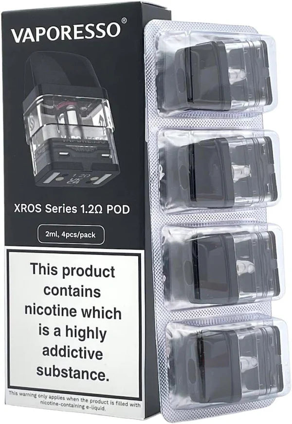 Vaporesso XROS 1.2Ω replacement pods with Flavor Boost technology, designed for delivering enhanced taste and smooth vapor production, compatible with the Vaporesso XROS series for a satisfying vaping experience.