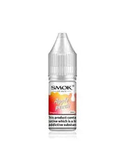 10ml bottle of SMOK Nic Salt Vape Juice in Apple Peach flavor, blending crisp apple with sweet peach notes; 50/50 PG/VG ratio for balanced flavor and vapor production, available in 10mg and 20mg nicotine salt strengths.
