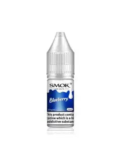10ml bottle of SMOK Nic Salt Vape Juice in Blueberry flavor, 50/50 PG/VG ratio for balanced flavor and vapor production, available in 10mg and 20mg nicotine salt strengths.