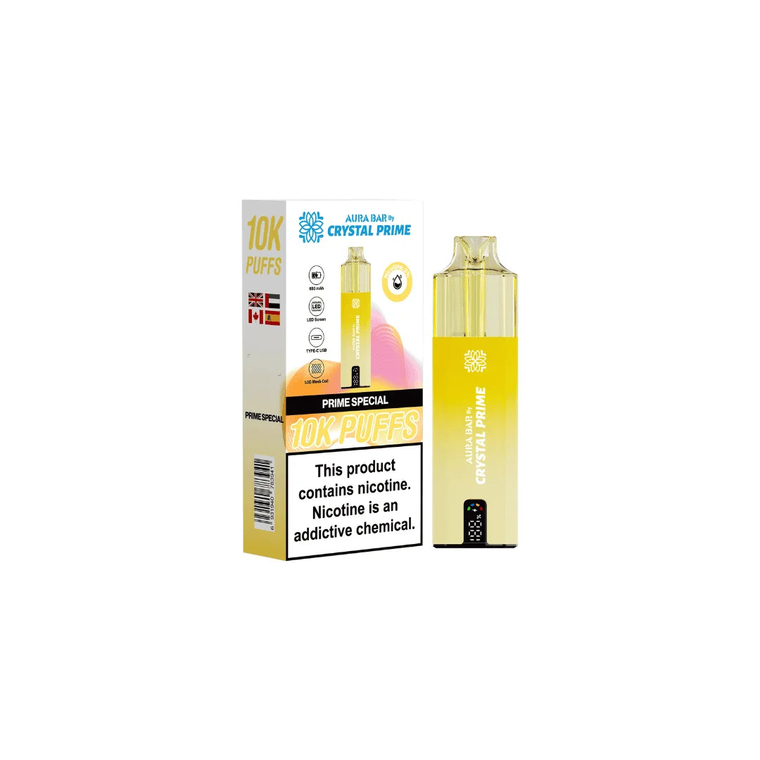 Prime Special Aura Bar Crystal Prime 10K Prefilled Pod Kit – long-lasting vape device with bold flavours and a sleek crystal-style design