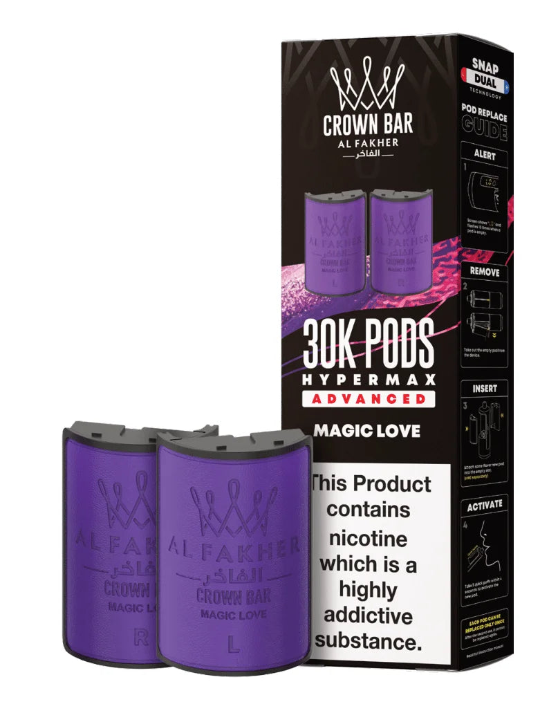 Al Fakher Hypermax 30K Prefilled Pods in Magic Love flavour – premium vape pods offering bold flavours and long-lasting performance