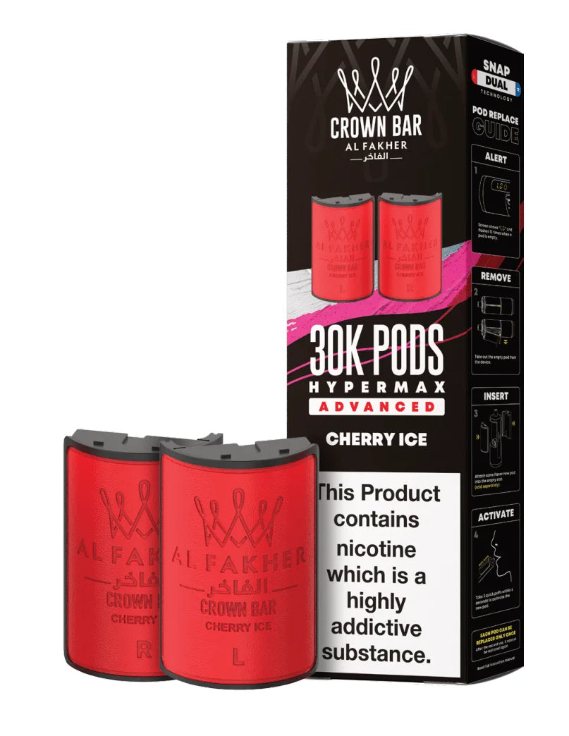 Al Fakher Hypermax 30K Prefilled Pods in Cherry Ice flavour – premium vape pods offering bold flavours and long-lasting performance