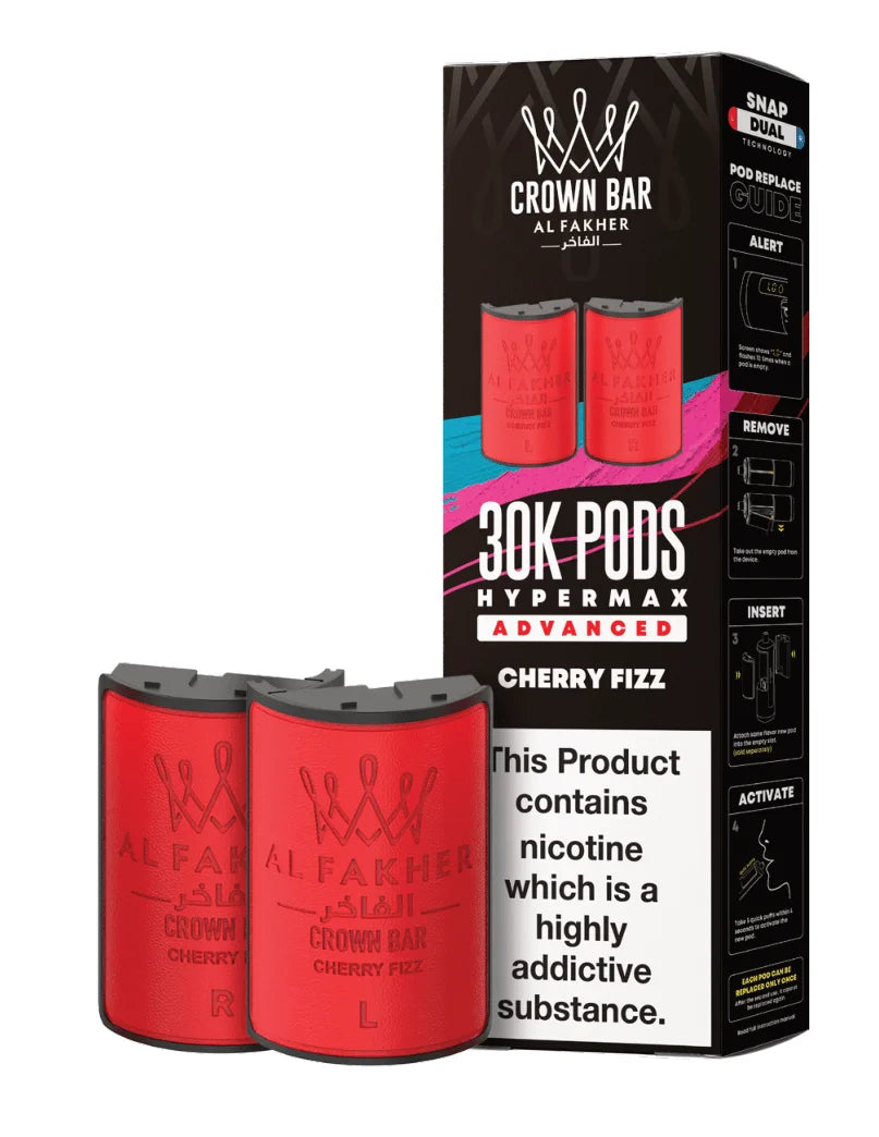 Al Fakher Hypermax 30K Prefilled Pods in Cherry Fizz flavour – premium vape pods offering bold flavours and long-lasting performance