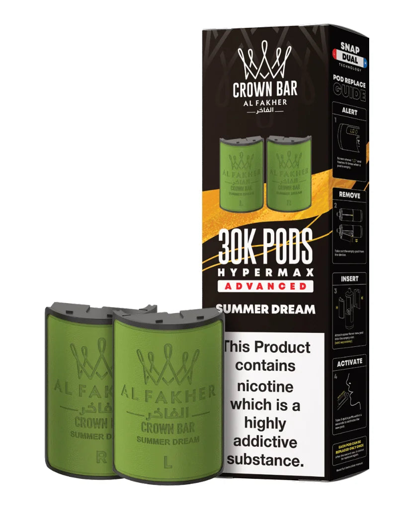 Al Fakher Hypermax 30K Prefilled Pods in Summer Dream flavour – premium vape pods offering bold flavours and long-lasting performance
