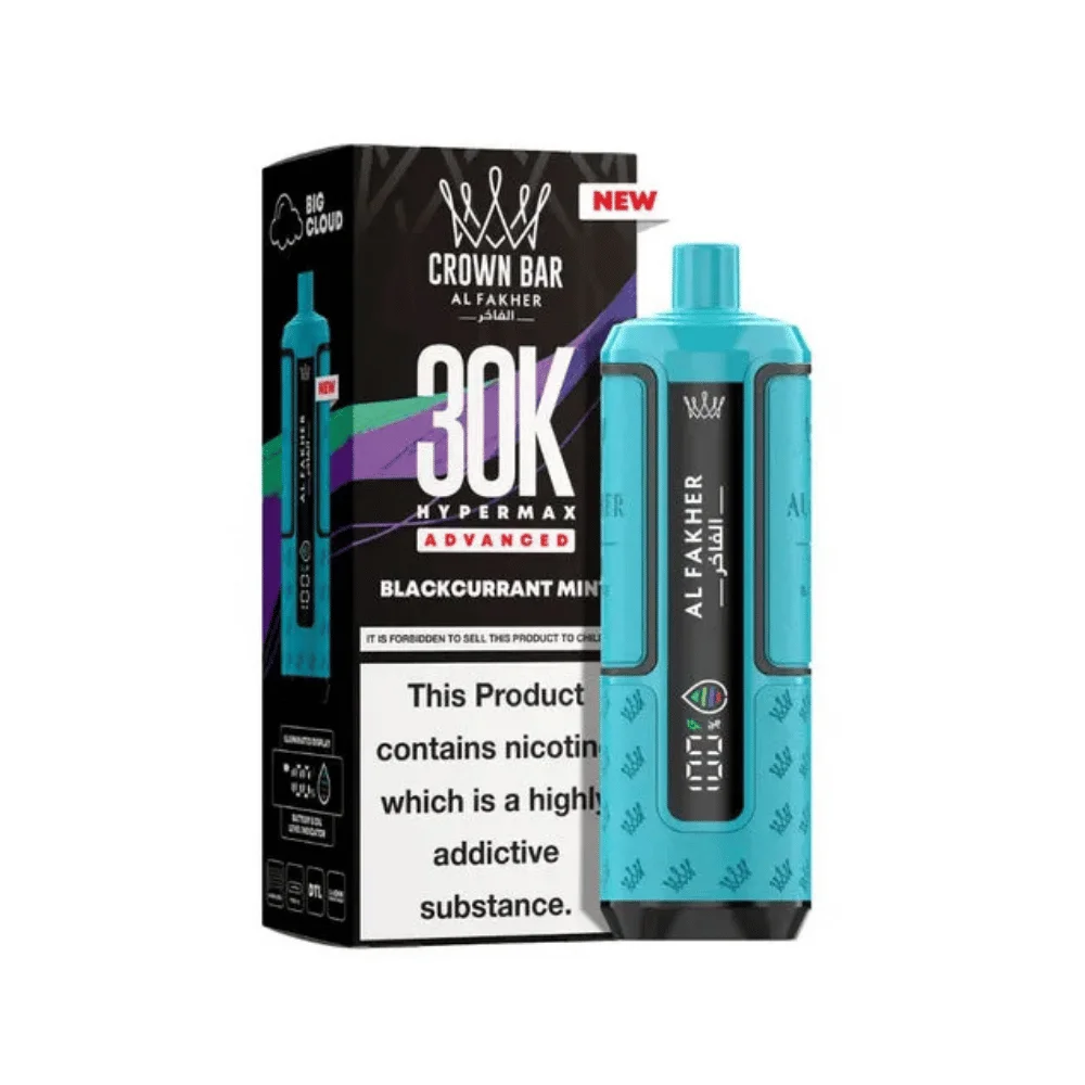 Al Fakher Hypermax 30K Prefilled Pod Kit in Blackcurrant Mint flavour – high-capacity vape device offering rich flavour and long-lasting performance