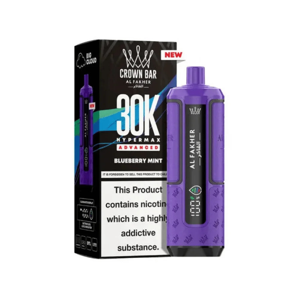 Al Fakher Hypermax 30K Prefilled Pod Kit in Blueberry Mint flavour – high-capacity vape device offering rich flavour and long-lasting performance