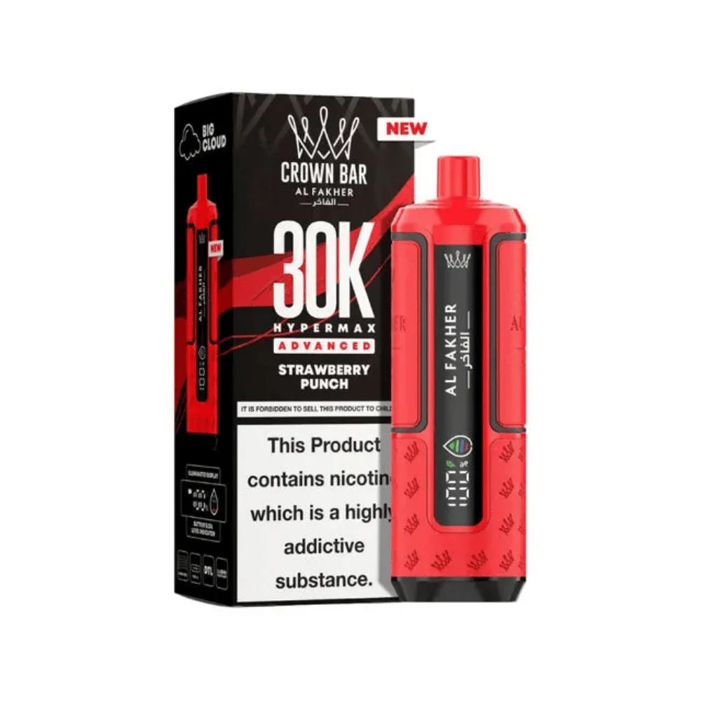 Al Fakher Hypermax 30K Prefilled Pod Kit in Strawberry Punch flavour – high-capacity vape device offering rich flavour and long-lasting performance