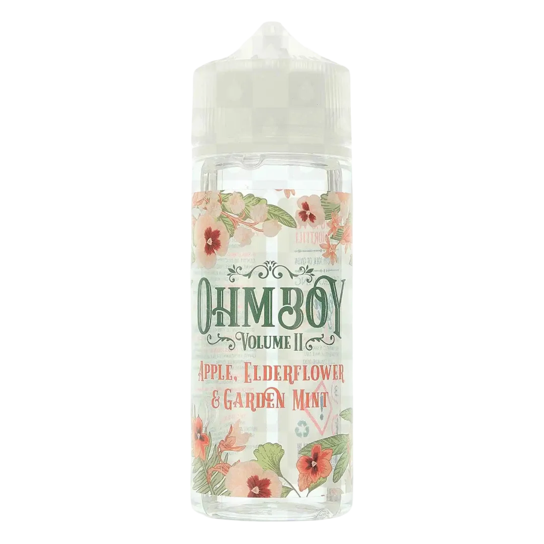 Ohm Boy Volume II E-Liquid 100ml Apple, Elderflower & Garden Mint – premium fruity vape juice with authentic British flavors and smooth 70/30 VG PG blend