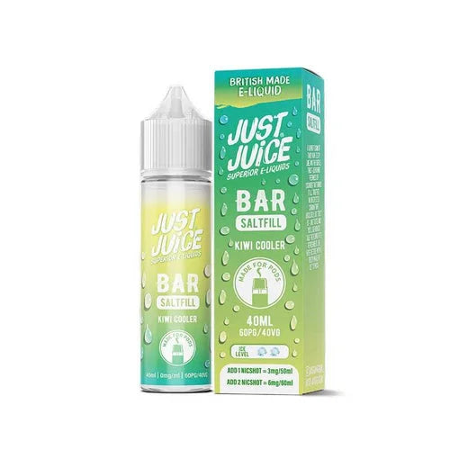 Just Juice Bar Saltfill Shortfill 40ml E-Liquid Kiwi Cooler – bold, fruity flavors with smooth nicotine salt base for a premium vape experience