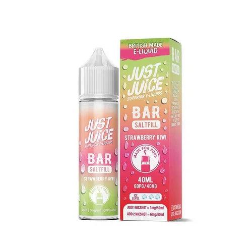 Just Juice Bar Saltfill Shortfill 40ml E-Liquid Strawberry Kiwi – bold, fruity flavors with smooth nicotine salt base for a premium vape experience
