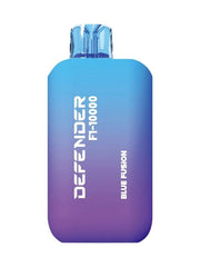 Defender F1-10000 Prefilled Pods in Blue Fusion flavor, featuring a gradient blue and purple design with a transparent mouthpiece.