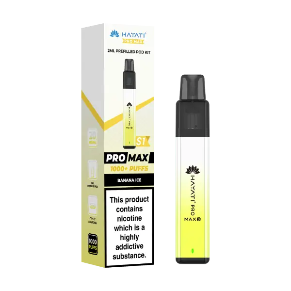 Banana Ice Hayati Pro Max S1 Prefilled Pod Kit designed for convenient vaping and long-lasting performance