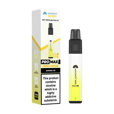 Banana Ice Hayati Pro Max S1 Prefilled Pod Kit designed for convenient vaping and long-lasting performance