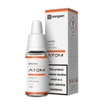 Load image into Gallery viewer, A bottle of Banana Hangsen e-liquid next to its packaging box. The bottle has a white cap and the liquid inside is clear.
