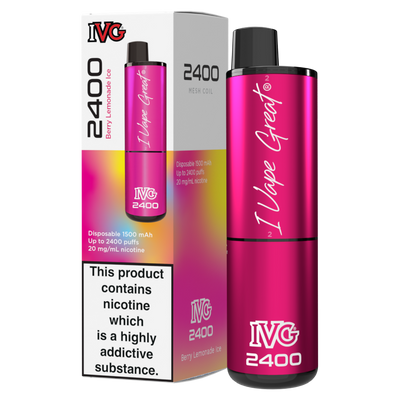 IVG 2400 Disposable Vape Kit in Berry Lemonade Ice – multi-flavor disposable vape offering up to 2400 puffs with a bold and smooth nicotine delivery.