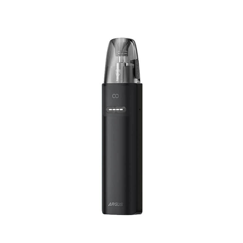 Voopoo Argus G4 Mini Pod Kit in Black – compact refillable vape device with a 1650mAh battery, Multi-Ohm Cartridge technology, and adjustable airflow.