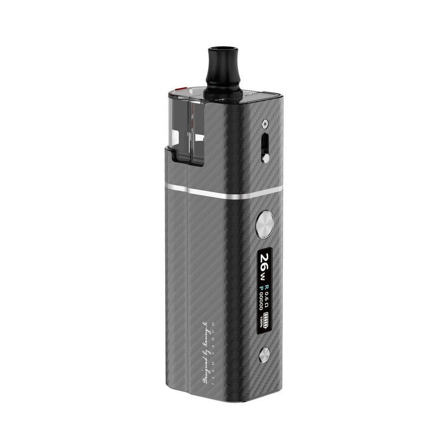Oreco Comet Pro Pod Kit in Black Carbon featuring a 2300mAh battery, adjustable 5W to 30W output, and a refillable 2ml pod with top airflow design.