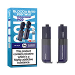 Load image into Gallery viewer, Pack of Bloody Bar Pod Twist 20K Prefilled Replacement Pods in Mr Blue and Blueberry Raspberrry flavors, offering a candy vape with smooth nicotine delivery; easy-to-use pods designed for rich flavor, consistent vapor, and hassle-free vaping.
