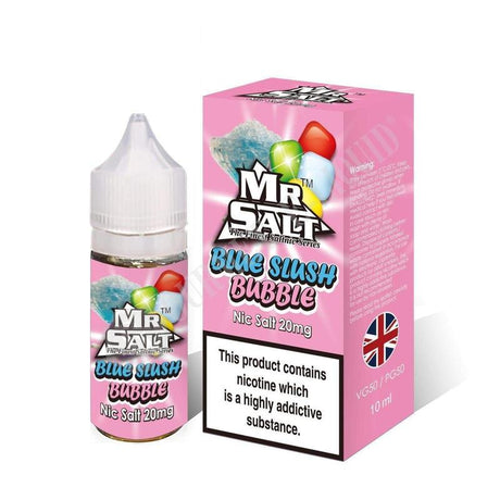 Mr Salt Blue Slush Bubble Nic Salt E‑Liquid – sleek bottle of premium nicotine salt vape juice with a pure and smooth throat hit, ideal for pod systems.