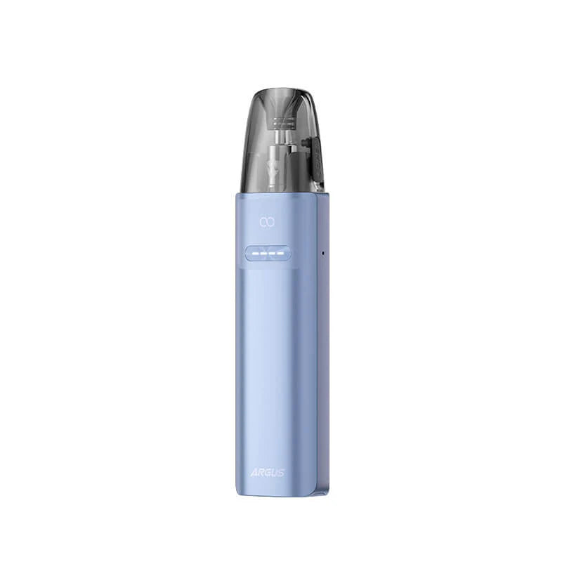 Voopoo Argus G4 Mini Pod Kit in Blue – compact refillable vape device with a 1650mAh battery, Multi-Ohm Cartridge technology, and adjustable airflow.