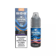 Bottle of Blue Fusion SKE Crystal Nic Salt featuring rich deep-blue and violet packaging, stylized illustrations of blueberries, raspberries, and blackberries, icy accents hinting at a cool finish, and the ‘SKE Crystal’ logo with the flavor name prominently displayed—formulated as a 50/50 VG/PG nicotine salt e-liquid in typical 10 mg or 20 mg strengths, designed for MTL (mouth-to-lung) pod-system vape devices.