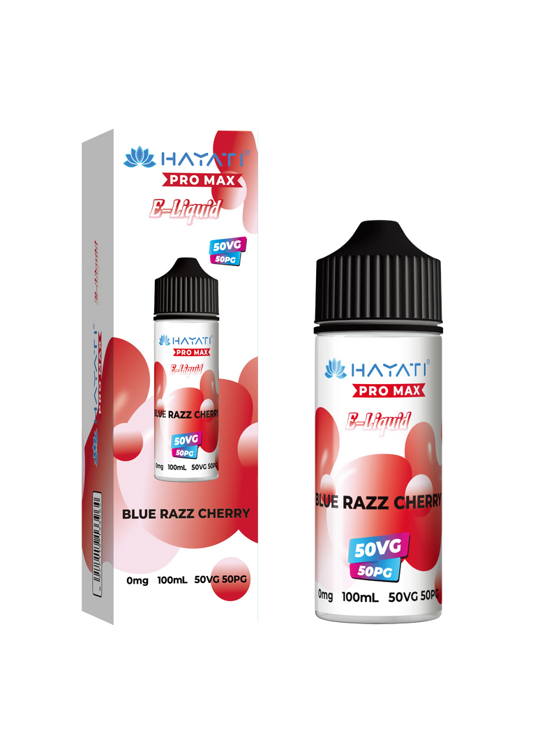 Blue Razz Cherry Hayati Pro Max E-Liquid 100ml – no nicotine vape juice with rich flavor and smooth 50/50 VG PG blend