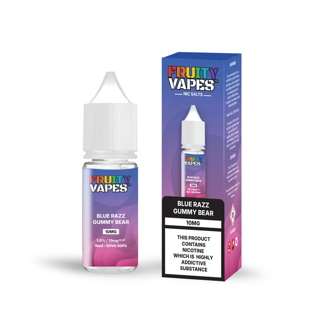 Fruity Juice Nic Salt 10ml Blue Razz Gummy Bear – smooth 10mg vape juice with balanced 50/50 VG PG blend for rich flavor