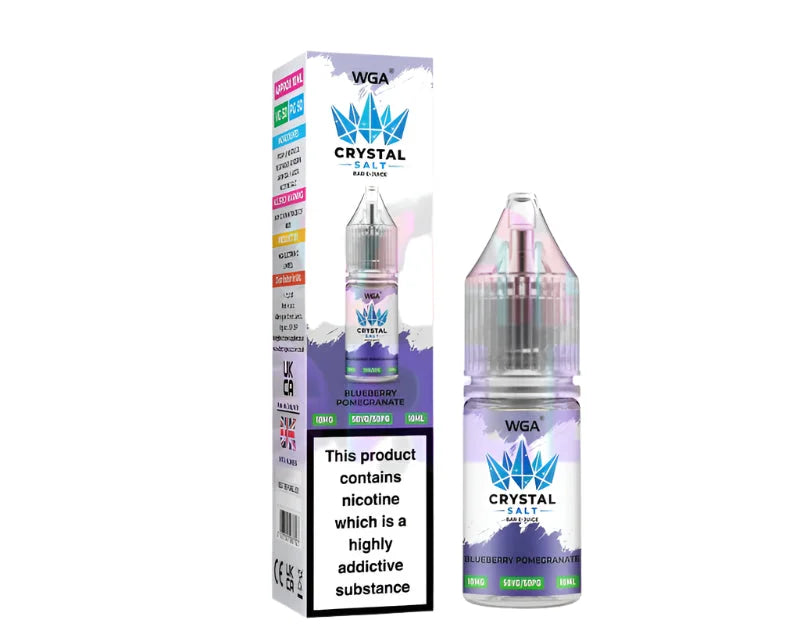 Blueberry Pomegranate WGA Crystal Salt Bar 10ml nic salt e-juice bottle for smooth MTL vaping