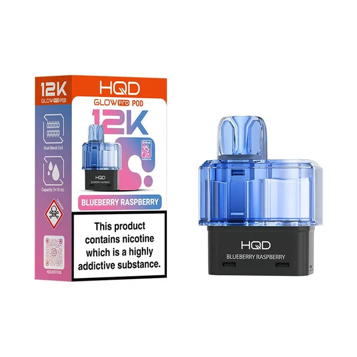 HQD Glow Pro 12K Blueberry Raspberry prefilled pods offering long-lasting flavour and smooth vaping