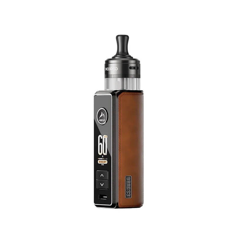 VooPoo Drag S3 Pod Vape Kit Brown – powerful and stylish pod mod with advanced performance and sleek design