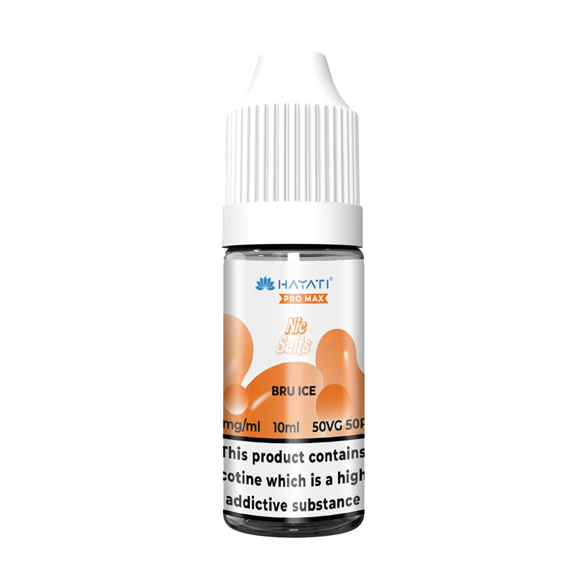 Hayati Pro Max Nic Salt Vape E-Liquid 10ml in Bru Ice Flavor, offering a smooth and satisfying vaping experience with convenient 10ml bottle packaging.