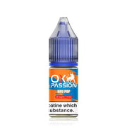 A 10ml bottle of OXVA Ox Passion Nic Salt E-Liquid with a blue cap and an orange label featuring the brand name and the flavor name 'Bru Pop'.