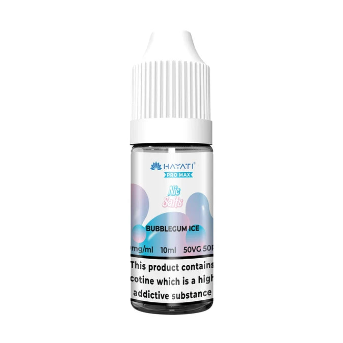 Hayati Pro Max Nic Salt Vape E-Liquid 10ml in Bubblegum Ice Flavor, offering a smooth and satisfying vaping experience with convenient 10ml bottle packaging.