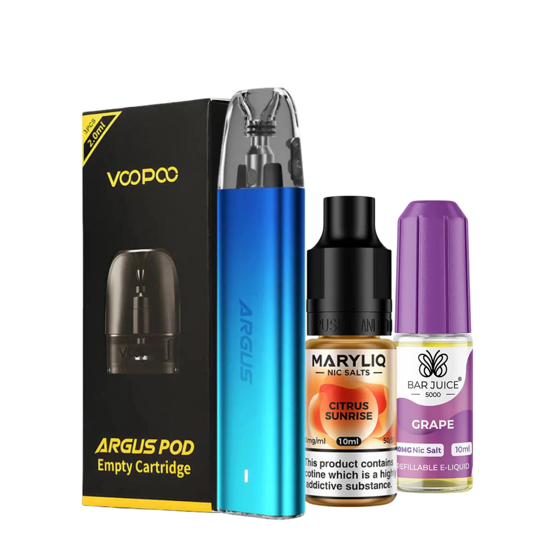 Voopoo Argus G2 Mini Pod Kit Bundle with Argus pod cartridge and 2 Nic Salts of you choice