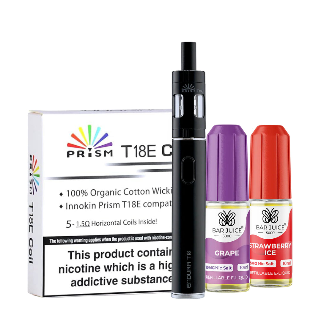 Innokin Endura T18E Vape Starter Kit Bundle – with innokin prism t18e coils and 2 nic salts of your choice